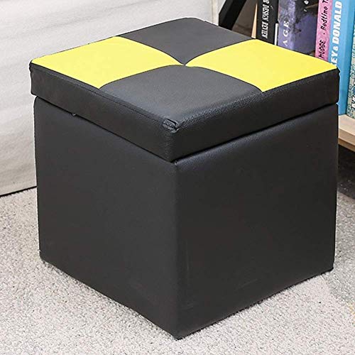 SHABOZ Fußhocker Ottoman Fußhocker Würfel Kunstleder Sitzhocker Hocker Sitzbank Sitzbank Spielzeugkiste mit Reißverschluss Top Organizer Box Schwarz 31x31x36cm(12x12x14inch) (D30x30x32cm(12x12x13)) von SHABOZ