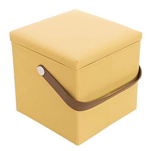 SHABOZ Fußhocker Ottomane Aufbewahrungsboxen Fußstütze für Erwachsene Ottomane Rest Faltbare Fu?Schemel Pufs Multifunktionshocker Stuhl für Wohnzimmer Schlafzimmer (Gelb) von SHABOZ