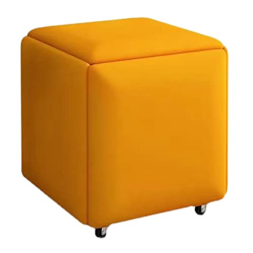 SHABOZ Quadratische Ottomane aus Leder mit Ottomane, 5-in-1, stapelbarer Barhocker, Hocker mit Rollen für Wohnzimmer, Esszimmer (Größe: 38 x 38 x 35 cm) von SHABOZ