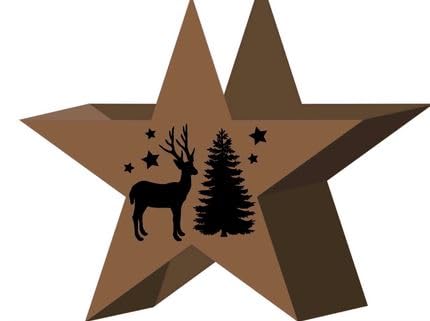 Kerzenständer Stern mit Motivstanzung 2er-Set in Rostoptik oder silberfarben (Rost Hirsch) von SHACAMO