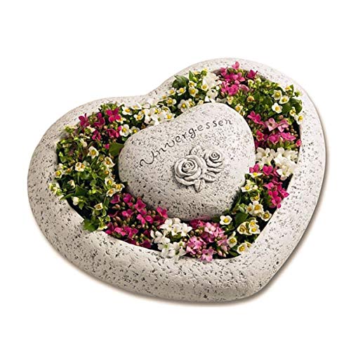 SHACAMO 2-TLG Grabschmuck Pflanzschale in Herzform Unvergessen von SHACAMO