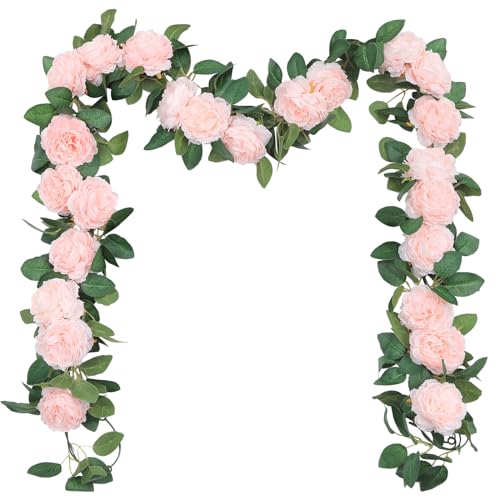 SHACOS 3 Stück Blumengirlande Künstlich Rosa, 6,5 FT Künstliche Blumen Girlanden Hängend Gefälschte Blumen Pflanzen Dekoration für Hochzeit Zuhause Garten Wände von SHACOS