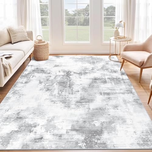 SHACOS Hellgrau Teppich Wohnzimmer 160x230 cm, Retro Abstrakt Kurzflor Waschbarer Teppich Schlafzimmer, Weich Wohnzimmerteppich Modern rutschfest Carpet für Living Room, Esszimmer, Büro SHACOS Hellgrau Teppich Wohnzimmer 160x230 cm, Retro Abstrakt Kurzflor Waschbarer Teppich Schlafzimmer, Weich Wohnzimmerteppich Modern rutschfest Carpet für Living Room, Esszimmer, Büro von SHACOS