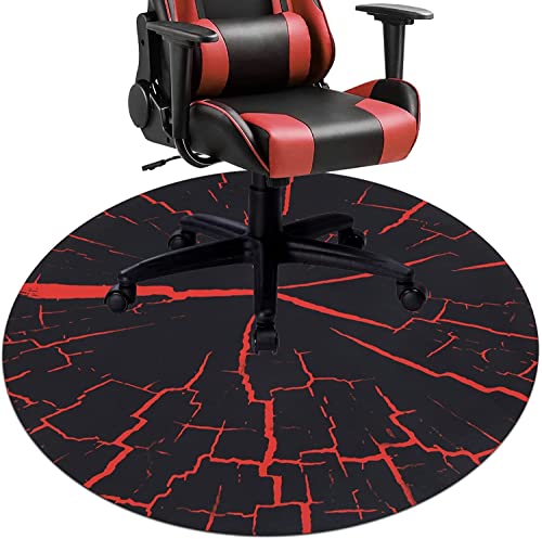 SHACOS Bodenschutzmatte Gaming Bürostuhl Unterlage Gamer Teppich 120cm Bodenschutzmatte für Teppich rutschfest Kratzfest Gaming Stuhl Unterlage Rot Schreibstuhlunterlage Gaming Stuhlunterlage Rund von SHACOS