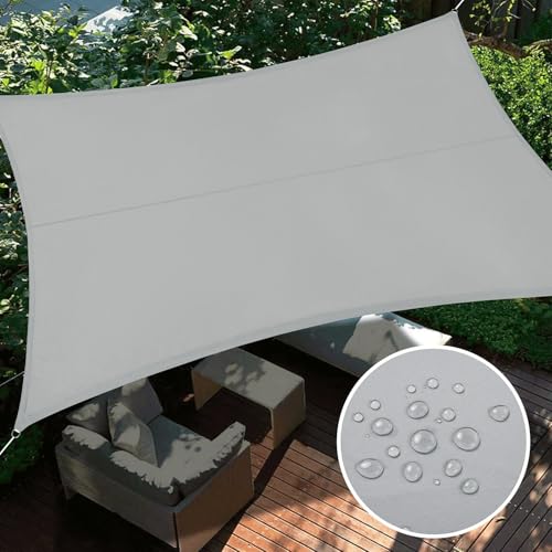 SHACOS Sonnensegel Wasserdicht Rechteckig 3x2m Polyester Sonnensegel Sonnenschutz UV Schutz Windschutz Sonnensegel für Garten, Balkon,Terrasse, Grau von SHACOS