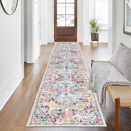 SHACOS Teppich Läufer Flur Lang rutschfest 60x305 cm Korridor Teppich Flurläufer Lang Waschbar, Korridor Teppich Läufer Flur Kurzflor, Boho Flur Teppich für Wohnzimmer, Küche, Schlafzimmer - Bunt von SHACOS