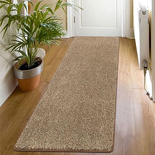 SHACOS Teppich Läufer rutschfest 50x150 cm Kurzflor Teppichläufer Weich Flurläufer Modern Küchenteppich Waschbar Bettvorleger Teppich Läufer für Flur, Küche, Eingang, Schlafzimmer, Braun von SHACOS