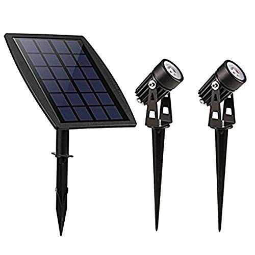 Proventa | 2 St. LED Gartenspot mit Solarmodul zur Beleuchtung von Pflanzen, Hecken, Figuren, uvm.| bis 6 h Licht ohne Stromanschluss | 3 m Anschlusskabel pro Spot | warmweiß | IP65 von SHADA