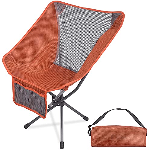 Klappbarer Campingstuhl Ultraleichter Tragbarer Camping Stühle kompakter Klappstuhl Gartenstuhl mit Tragetasche für Rucksackreisen, Wandern, Camping (Orange) von SHADDOCK