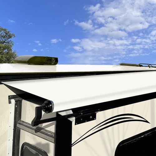 SHADEPLUS Ersatz-Markisenstoff für Wohnmobile, universeller Schiebe-Topper, Markisenstoff, Ersatz für 5. Rad, Wohnmobile, Reiseanhänger und Wohnmobile (124,5 x 279,4 cm, nur weißer Stoff) von SHADEPLUS