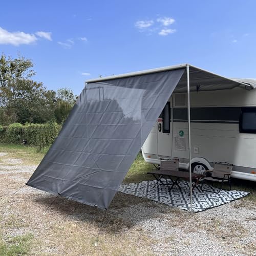 SHADEPLUS Sonnenschutz für Wohnmobile,Wohnmobile Markisen,Sunblocker-Markisen,Universelle Sonnenschutz-Markisen Keder mit Ø4.8mm&6.8mm, Vorderwände für Markisen mit Kompletten Sets 2.46Mx3.85M Screen von SHADEPLUS