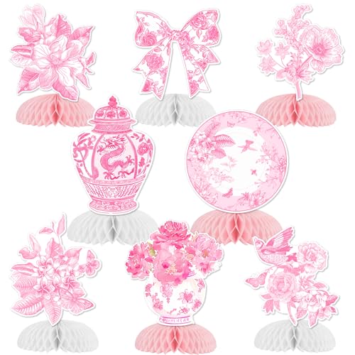 SHADOAMP 8 Stück Chinoiserie Waben-Mittelstück, Chinoiserie Party-Dekorationen, rosa Vintage-Stil, florale Frühlingsblumen, Tischdekorationen für chinesische Babypartys, Geburtstagspartys SHADOAMP 8 Stück Chinoiserie Waben-Mittelstück, Chinoiserie Party-Dekorationen, rosa Vintage-Stil, florale Frühlingsblumen, Tischdekorationen für chinesische Babypartys, Geburtstagspartys von SHADOAMP