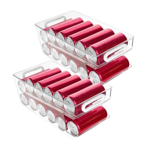SHAIDOJIO 2 Kühlschrank Organizer Dosenspender, Fridge Organizer, 2 Tier Kühlschrank Organizer Dosen, Automatisch Rollender Dosenhalter Kühlschrank für Soda Getränke Bier Küche Speisekammer von SHAIDOJIO