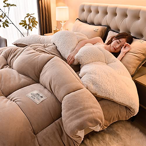 SHAIRMB Duvet, Thick Lamb Cashmere Blanket, Fluffy Cashmere Quilts, 4 Seasons Duvet, Winter Duvet for Allergy Sufferers, Thick Winter Duvet, Winter Warm Quilt Extra Warm for Winter,B,220×240cm(5kg) von SHAIRMB