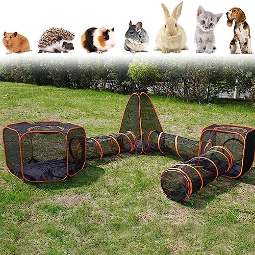 Freigehege für Katzen, 6-in-1-Katzenzelt mit Katzentunnel für drinnen und draußen, Tragbarer Katzenlaufstall Spielzelte, für Katzen, Kaninchen, Frettchen und Kleintiere von SHAIRMB