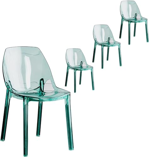SHAIRMB 4 Stück Stühle aus klarem Acryl, Stapelbarer Ghost-Stil, Moderner Stuhl, Minimalistisches Design Freizeit-Acryl, Esszimmerstuhl, Lounge Creative Kunststoff-Kristall,Grün,4pcs von SHAIRMB