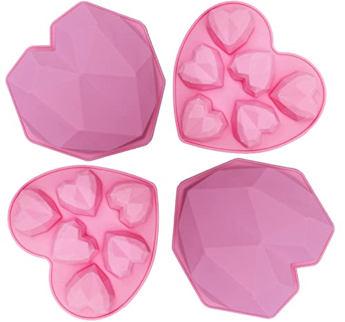 4 Stücke Silikonform Herz Diamant Eiswürfelform 3D Silikon Backform Schokoladen-Silikon Tablett DIY Werkzeug 3D Diamantform Für DIY-Kuchen,Schokolade, Fudge 4 Stücke Silikonform Herz Diamant Eiswürfelform 3D Silikon Backform Schokoladen-Silikon Tablett DIY Werkzeug 3D Diamantform Für DIY-Kuchen,Schokolade, Fudge von SHAMO