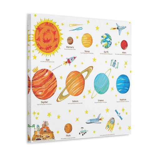 Children's Solar System Design Poster Wandkunst Bilddruck Moderne Familienzimmer Dekor 24x24inch(60x60cm) von SHAMWZ