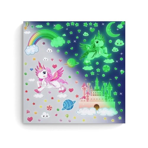 SHAMWZ Glowing Unicorn Poster Wandkunst Bilddruck Moderne Familienzimmer Dekor 20x20inch(50x50cm) von SHAMWZ