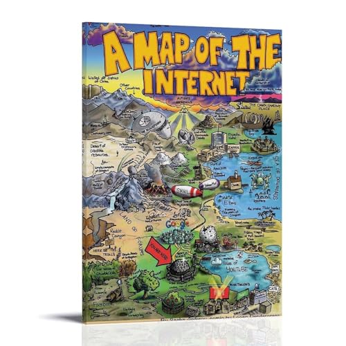 SHAMWZ Map of Internet Poster Dekorative Malerei Leinwand Wandkunst Wohnzimmer Poster Schlafzimmer Malerei 20x30inch(50x75cm) von SHAMWZ