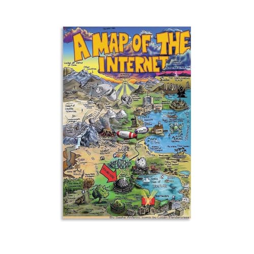 SHAMWZ Map of Internet Poster Dekorative Malerei Leinwand Wandkunst Wohnzimmer Poster Schlafzimmer Malerei 20x30inch(50x75cm) von SHAMWZ