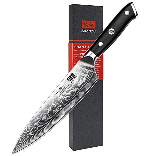 SHAN ZU Damastmesser Kochmesser 67 Schichten Damaststahl Küchenmesser mit G10 Griff 20CM - PRO Series von SHAN ZU