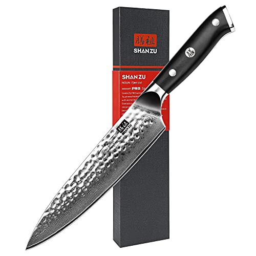 SHAN ZU Damastmesser Kochmesser 67 Schichten Damaststahl Küchenmesser mit G10 Griff 20CM - PRO Series von SHAN ZU