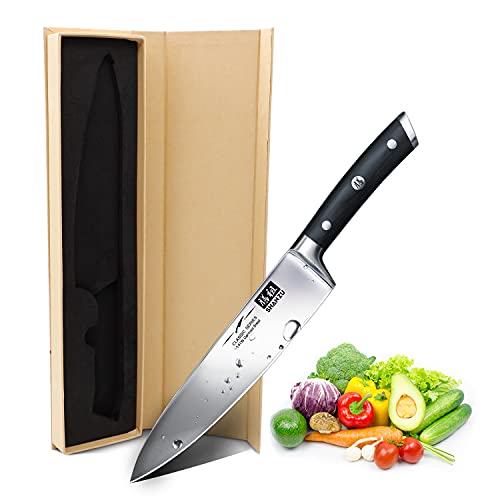 SHAN ZU Kochmesser Deutscher Edelstahl 20cm Küchenmesser Extra Scharfe Messerklinge mit ergonomischer Griff Exquisiter Geschenkverpackung von SHAN ZU