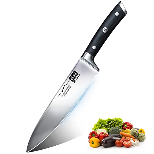 SHAN ZU Kochmesser Deutscher Edelstahl 20cm Küchenmesser Extra Scharfe Messerklinge mit ergonomischer Griff Exquisiter Geschenkverpackung von SHAN ZU