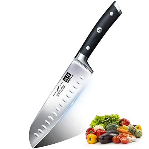 SHAN ZU Kochmesser Küchenmesser Santoku Messer 18 cm Deutscher Edelstahl Extra Scharfe Messerklinge mit ergonomischer Griff Exquisiter Geschenkverpackung von SHAN ZU