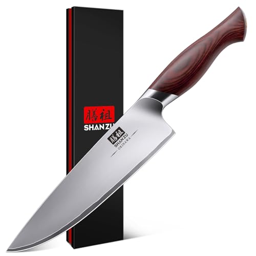SHAN ZU Profi Kochmesser 20cm Japanisches Küchenmesser Chefmesser - Ultrascharf aus 5-lagiger 10Cr15MoV Edelstahl- Ergonomischer Pakka-Holz Griff - OKINAWA Series SHAN ZU Profi Kochmesser 20cm Japanisches Küchenmesser Chefmesser - Ultrascharf aus 5-lagiger 10Cr15MoV Edelstahl- Ergonomischer Pakka-Holz Griff - OKINAWA Series von SHAN ZU