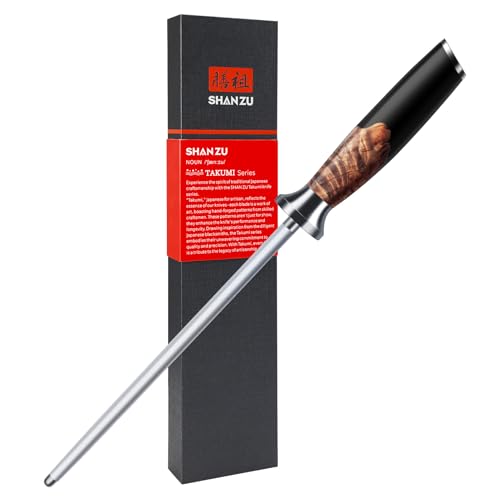 SHAN ZU Wetzstahl, 20 cm Langer Schleifstab, Professional Messerschärfer Stab Geeignet für Viele Arten Von Messern Stahl Schleifer Stab mit Ergonomischer Ahornholzgriff Geschenkbox SHAN ZU Wetzstahl, 20 cm Langer Schleifstab, Professional Messerschärfer Stab Geeignet für Viele Arten Von Messern Stahl Schleifer Stab mit Ergonomischer Ahornholzgriff Geschenkbox von SHAN ZU