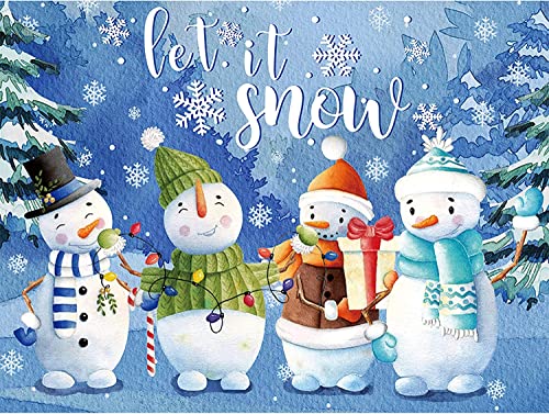 SHANFAA Weihnachten Diamant Malerei Kits, Runde Vollbohrer Schneemann Diamant Kunst Malerei Kit für Erwachsene, DIY Weihnachtsbedarf für Home Wall Decor (40 X 30CM) von SHANFAA