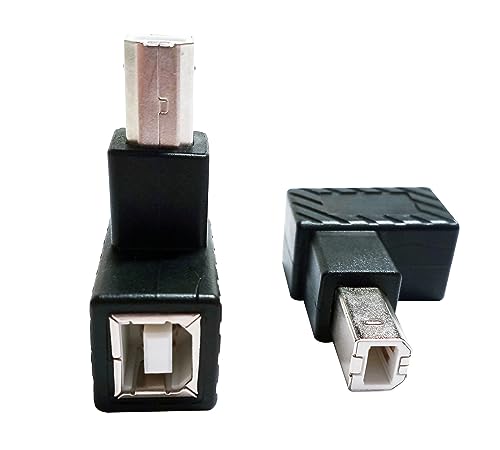 SHANFEILU 90 Grad USB 2.0 Typ B Drucker-Adapter, USB 2.0 B Stecker auf Typ B Buchse, Down-Angle-Druck und Datenübertragungs-Verlängerung für Drucker, Scanner, Fax-HDD, 2 Stück von SHANFEILU