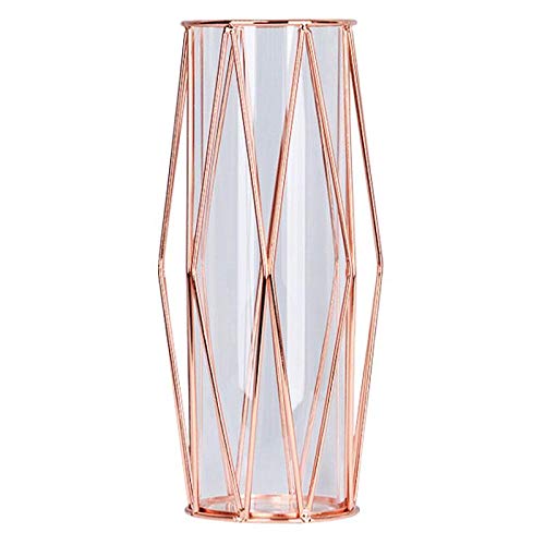 Vase Für Pampasgras, Rosegold Vase Hochbodenvase Mit Geometrischem Metallgestellständer, Knospenblumentopf Für Skandinavische Dekoration Für Schreibtischbürohochzeitsmittelstück von SHANGBAN