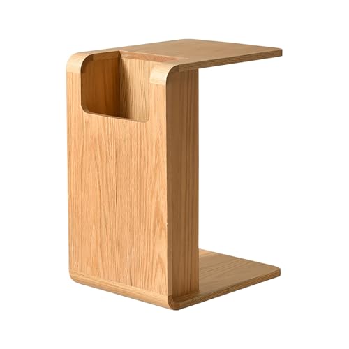 C-förmiger Beistelltisch, aus natürlicher Eiche, kann in vertikaler oder horizontaler Position verwendet werden, mit Aufbewahrungsbox, keine Installation erforderlich, for kleine Räume,Schlafzimmer(Lo von SHANGDAOYU