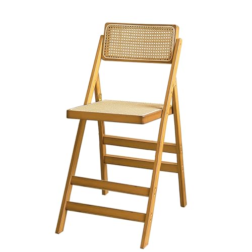SHANGDAOYU Rattan Klappstuhl mit 58cm Sitzhöhe, Massivholz Klappstuhl, mit 360° drehbarer Rückenlehne, for Party Hochzeit Event Büro, hohe Belastbarkeit bis 150kg(4 Pack Log Color) von SHANGDAOYU