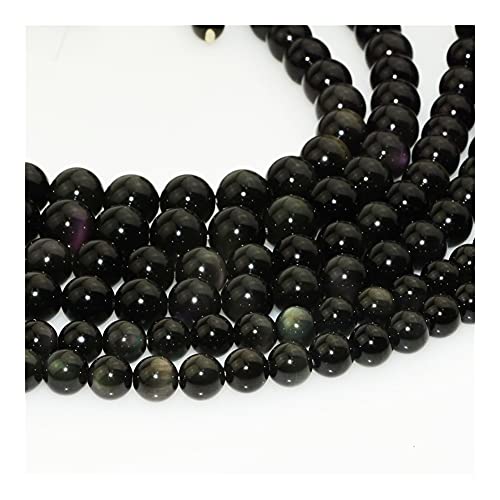 SHANGMAOYO Heilstein, natürlicher Regenbogen-Obsidian, lose runde Perlen, 8 mm, 10 mm, 12 mm, Chakra-Balance-Edelstein-Dekoration Naturstein Bergkristall (Size : 10mm) von SHANGMAOYO