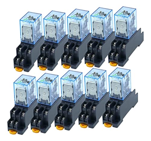 SHANGMAOYO Relais 10pcs MY2P HH52P MY2 12V/24V AC/DC Spule Allgemeinzweck DPDT Mikro -Mini -Relais mit Sockelbasis Elektronische Komponenten (Current Range : DC, Size : 24V) von SHANGMAOYO