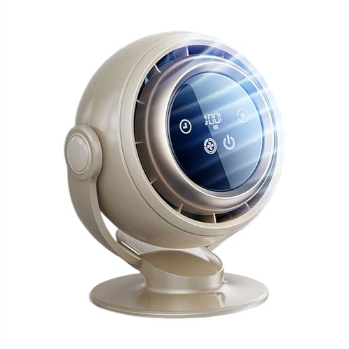 SHANGYU Tischventilator für Schlafzimmer, Wiederaufladbarer USB-Schreibtischventilator mit Digitalanzeige, Leistungsstarker 3D Turbo Ventilatoren, 90° Weitwinkelschwenkung von SHANGYU