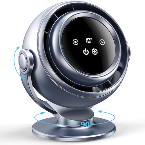 SHANGYU Tischventilator für Schlafzimmer, Wiederaufladbarer USB-Schreibtischventilator mit Digitalanzeige, Leistungsstarker 3D Turbo Ventilatoren, 90° Weitwinkelschwenkung SHANGYU Tischventilator für Schlafzimmer, Wiederaufladbarer USB-Schreibtischventilator mit Digitalanzeige, Leistungsstarker 3D Turbo Ventilatoren, 90° Weitwinkelschwenkung von SHANGYU