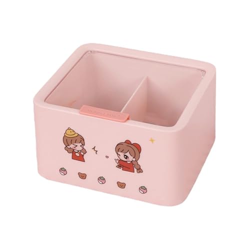 SHANHENGYUN Aufbewahrungsbox aus Silikon mit Deckel, praktischer Organizer für Zimmer, Büro oder Schlafsaal, weiche Öffnung, 15,2 x 13,2 x 8 cm, Rosa, inklusive niedlichen Aufklebern (weiß) von SHANHENGYUN