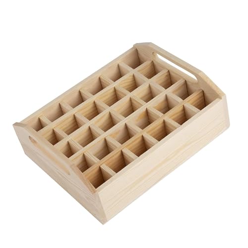 SHANHENGYUN Monterey Aufbewahrungsbox aus massivem Holz für ätherische Öle, Organizer aus Kiefernholz mit Metallbeschlägen für ätherische Öle, Präsentation und Aufbewahrung von SHANHENGYUN