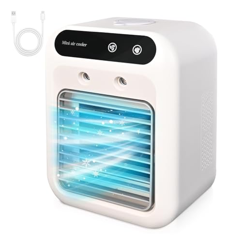 Tragbarer Klimaanlagenventilator, Persönlicher Verdunstungsluftkühler mit 2 Geschwindigkeiten und 2 kühlen Nebel, Desktop-Kühlventilator für Zimmer, Büro, Schreibtisch, Camping oder Auto von SHANHENGYUN