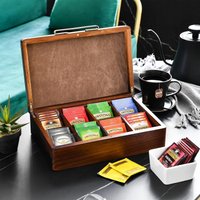 Benutzerdefinierte 5-Jähriges Jubiläum Holz Tee Box 8 Slots Aufbewahrungsorganisator Mit Gravur Und Abnehmbaren Teiler Akazie Organizer von SHANIKStore