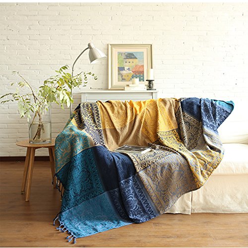 Decke Sofa Flauschig, Sofadecke, Weiche & Warme Home Kuscheldecke, Couchdecke, Überwurfdecke, Bettüberwurf Wohndecke für Zuhause, Büro (Tibet Blue, 150 x 190 cm) von SHANNA