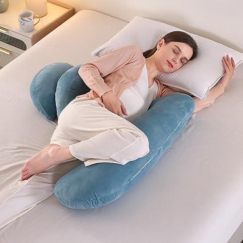 SHANNA 2024 Neu Schwangerschaftskissen Einstellbar, Komfortkissen Erwachsene, Ganzkörperkissen, Stützkissen Body Pillow, Stillkissen Körperkissen Abnehmbar Waschbar(Blau) von SHANNA