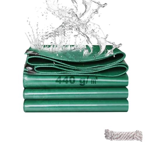 SHANNA Abdeckplane 2x3 m Wasserdicht, 440 g/m² PVC Schutzplane Gewebeplane mit Ösen, UV Stabil Reißfest LKW Plane, Mehrzweck Abdeckung für Gartenmöbel Holz Pool Trampolin Auto, Grün von SHANNA