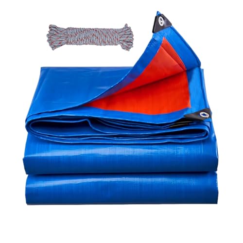 SHANNA Abdeckplane 3x3 m Wasserdicht, 180 g/m² PE Schutzplane Gewebeplane mit Ösen, UV Stabil Reißfest LKW Plane, Mehrzweck Abdeckung für Gartenmöbel Holz Pool Trampolin Auto, Blau-Rot von SHANNA