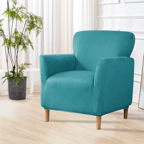 SHANNA Bankett Samt Sesselbezug: Moderne Luxus 1Stück Stuhlhussen Abnehmbarer Haustierfreundlicher Einzelsofabezüge, für Wohnzimmer (Türkisblau) von SHANNA